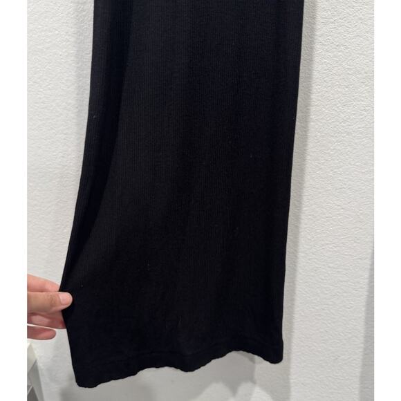 Skims Black Ribbed Pull On Straight Leg Lounge Pajama Pants Size Small READ - Picture 2 of 7